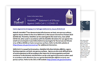 HaloMist Statement of Efficacy Against SARS-CoV-2 / COVID-19